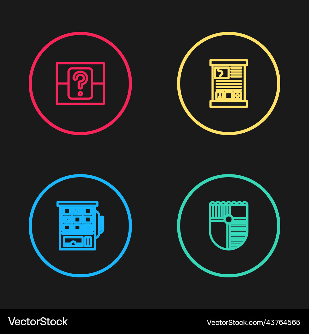 Set line slot machine shield for game guide Set line slot machine shield for game guide Vector Image
