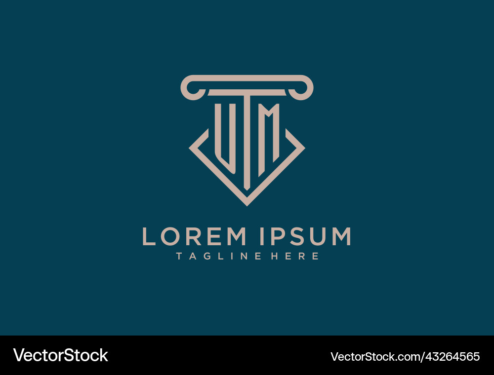 Um initial with pillar icon design clean Vector Image