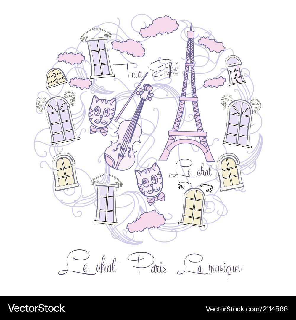 Background with music and tour eiffel Vector Image