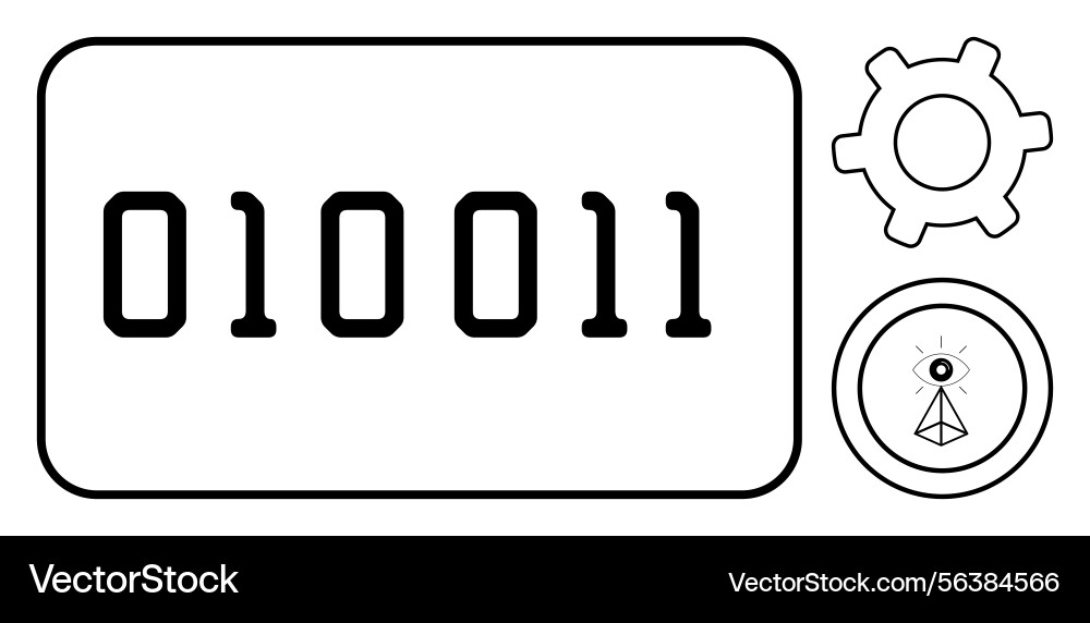 Binary code with gear and technology icon Binary code with gear and technology icon vector image
