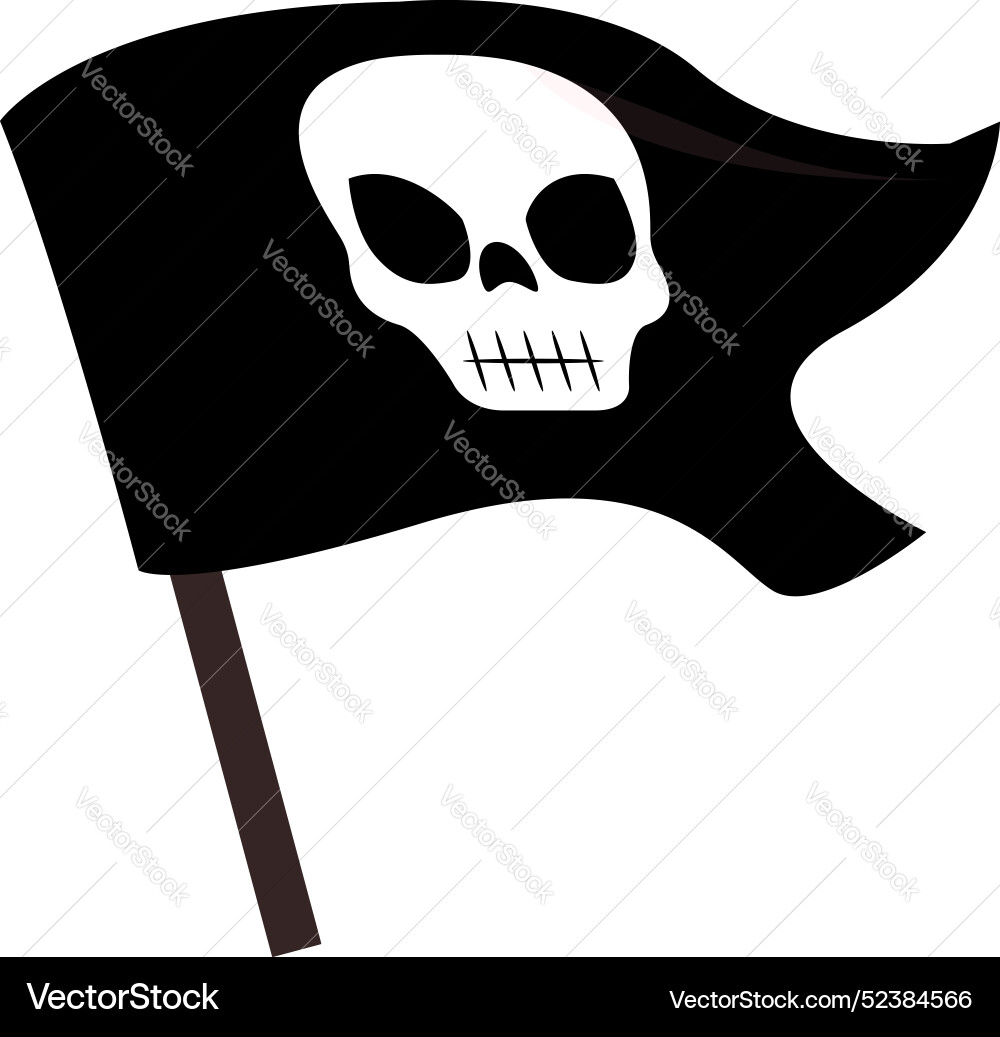 Black pirate flag with skull and crossbones waving Black pirate flag with skull and crossbones waving vector image