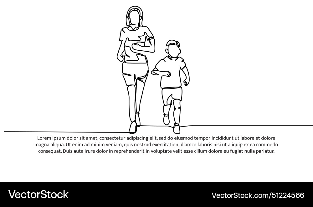 Continuous line design of jogging together single Vector Image