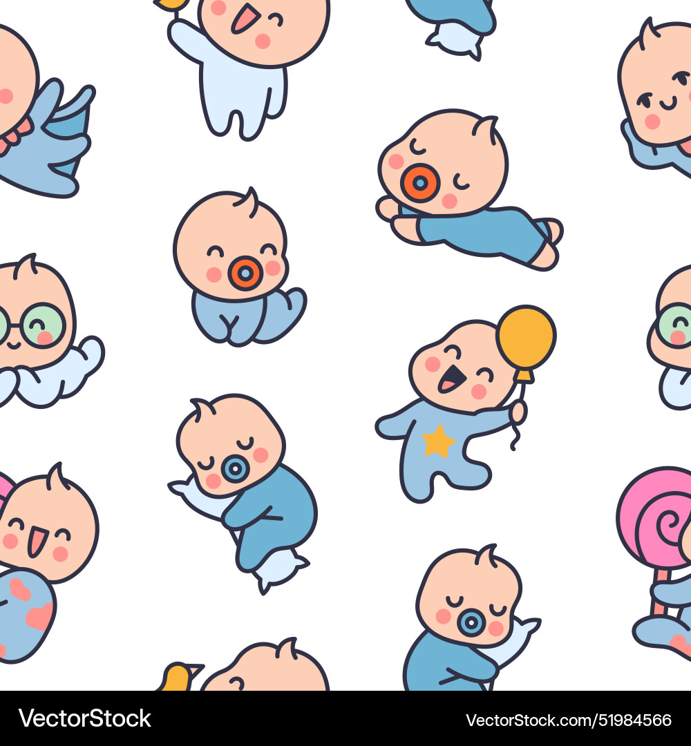 Cute baby boy seamless pattern Royalty Free Vector Image