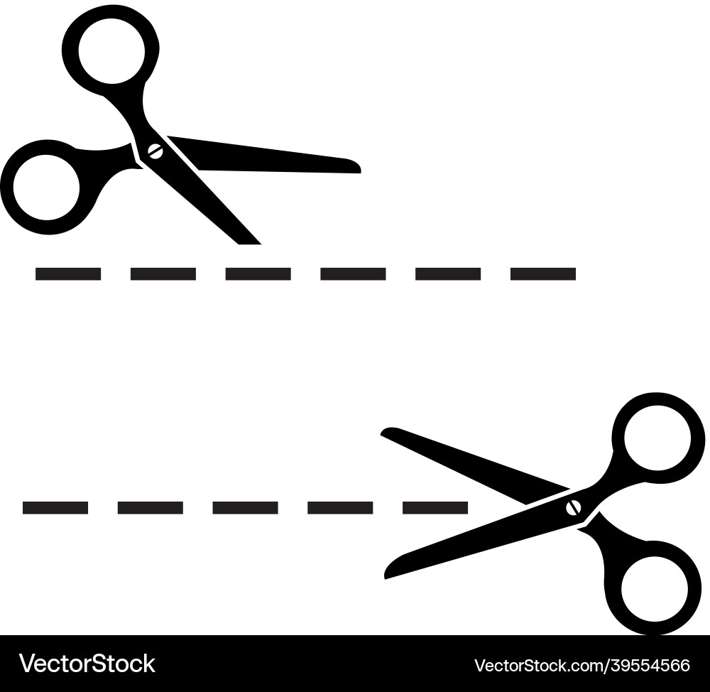 Cutting line and scissors vector image