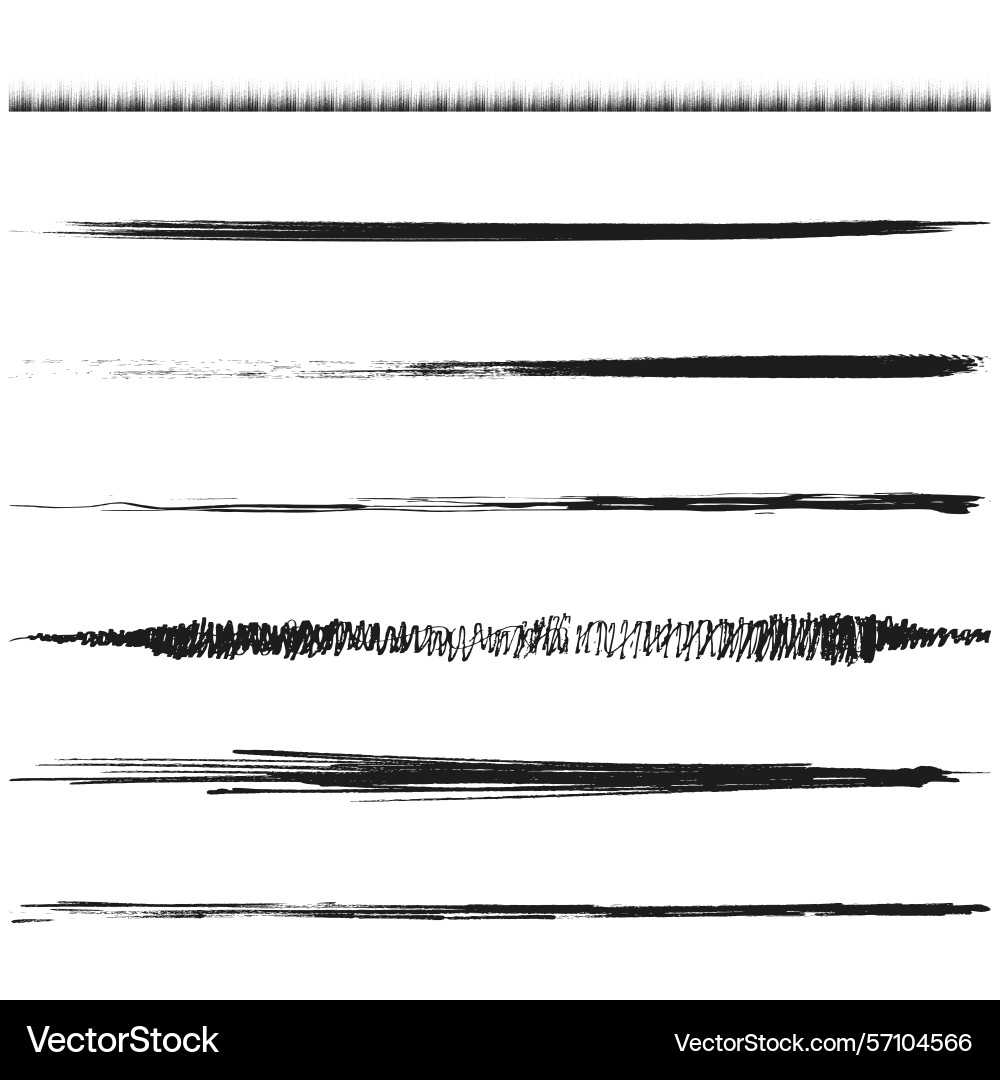 Distorted line set horizontal stroke shape Distorted line set horizontal stroke shape Vector Image