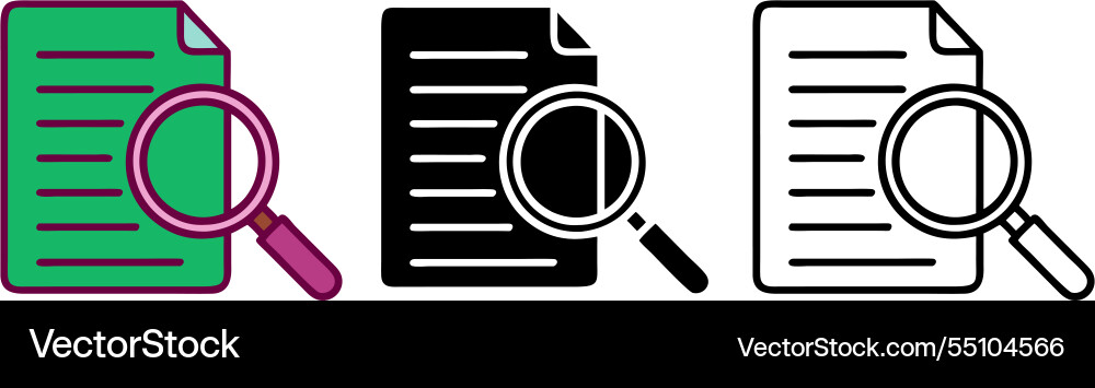 Document analysis magnifying glass inspecting file Vector Image