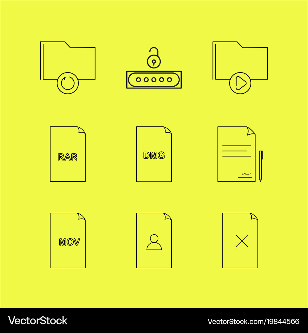 Files and folders linear icon set simple outline vector image