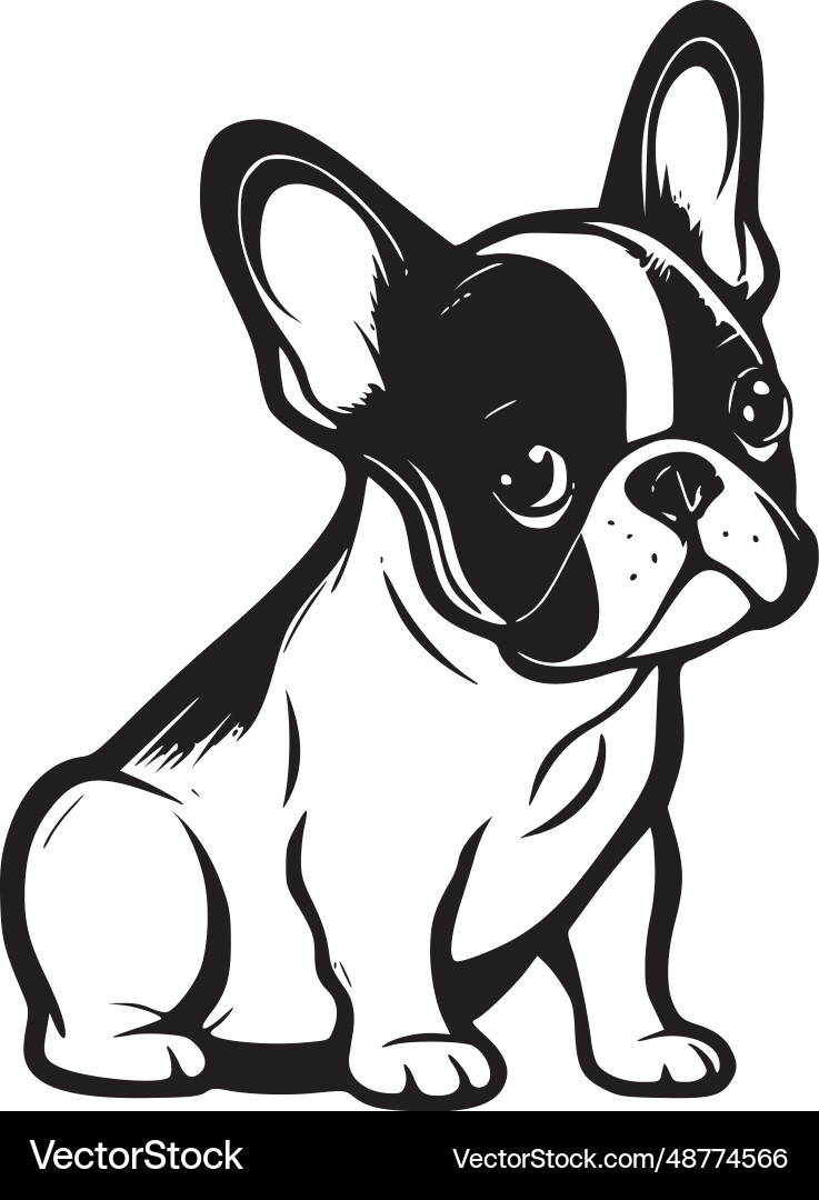 Französischer Bulldogge - schwarz-weiß isolierte Ikone Französischer Bulldogge - schwarz-weiß isolierte Ikone vektorbild