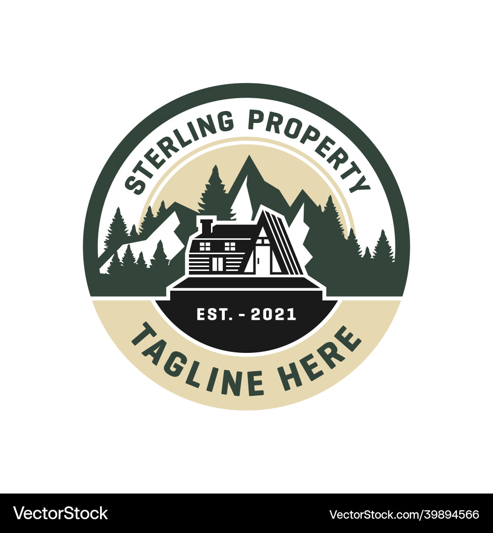 Gehäuse auf dem Berg Vintage-Logo Gehäuse auf dem Berg Vintage-Logo vektorbild