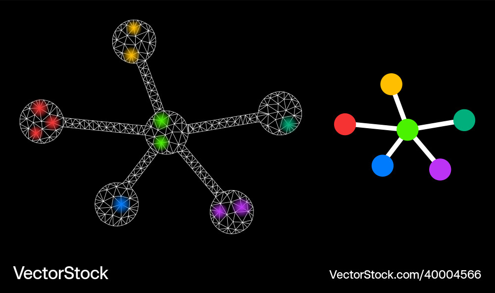 Polygonal 2d mesh net connections with lightspots Polygonal 2d mesh net connections with lightspots Vector Image