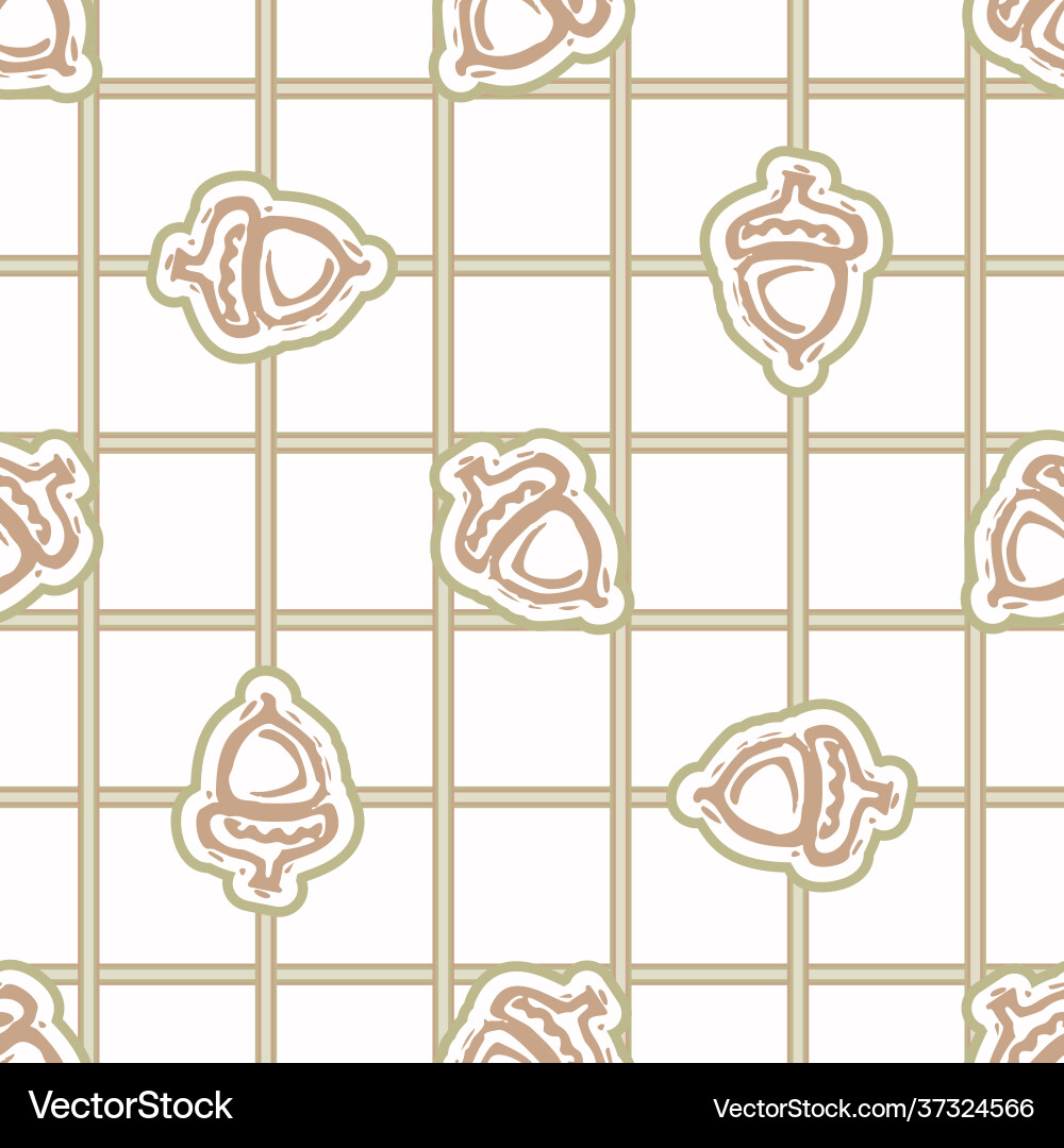 Seamless minimalist acorn blockprint pattern Seamless minimalist acorn blockprint pattern vector image