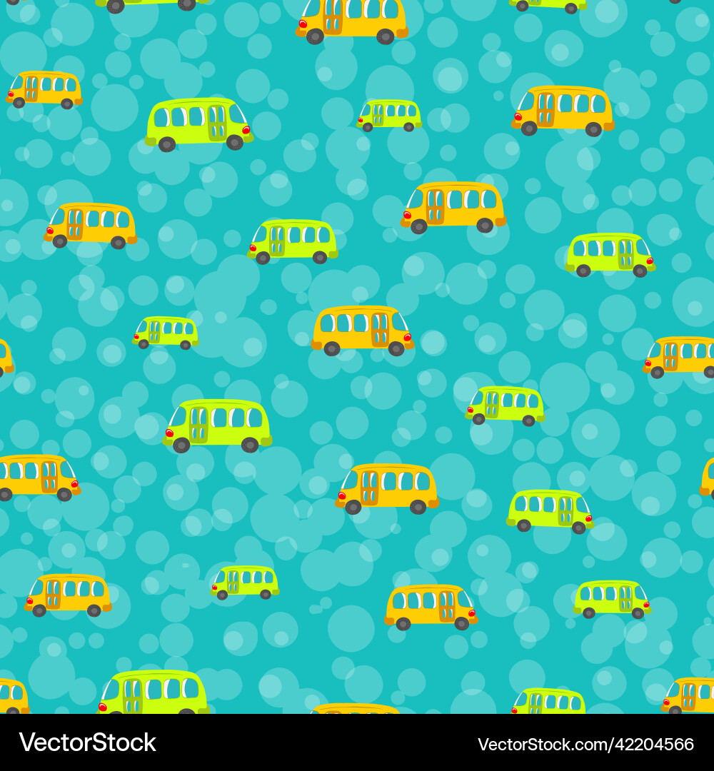 Seamless pattern with cute bus car on color Seamless pattern with cute bus car on color vector image