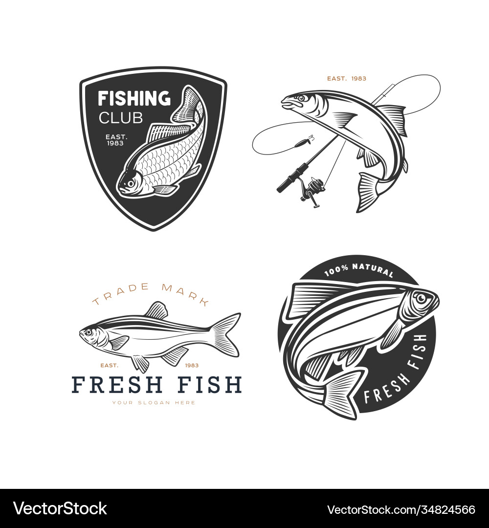 Set logos on a fishing theme Set logos on a fishing theme vector image