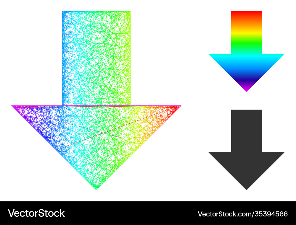 Spectrum net mesh gradient arrow down icon Spectrum net mesh gradient arrow down icon Vector Image