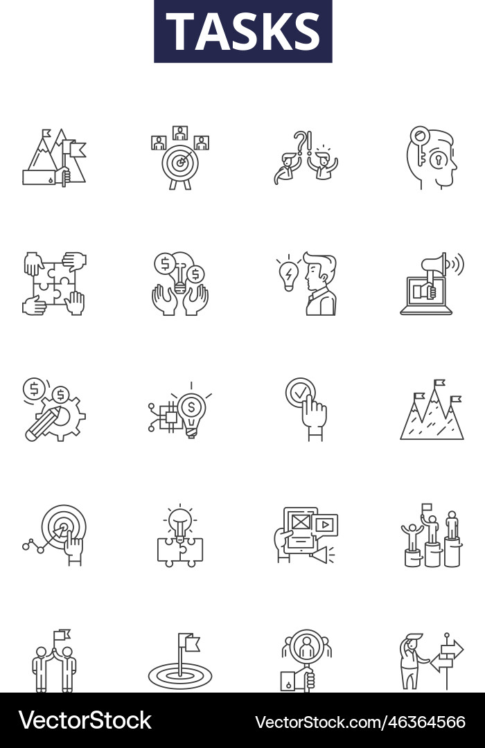 Tasks line icons and signs assignments vector image