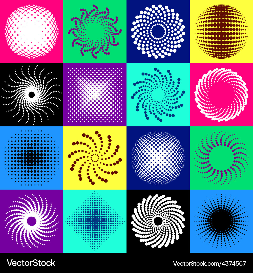 Abstract Halftone Patterns vector image