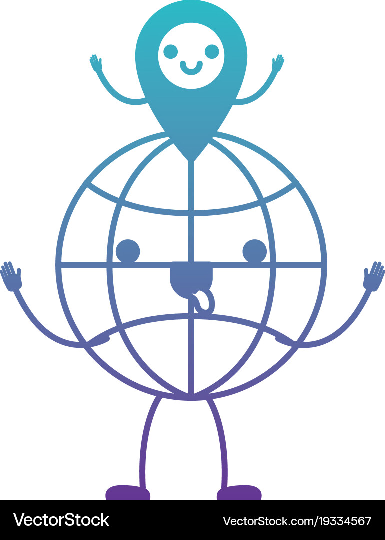 Animated kawaii world globe and map pointer Vector Image