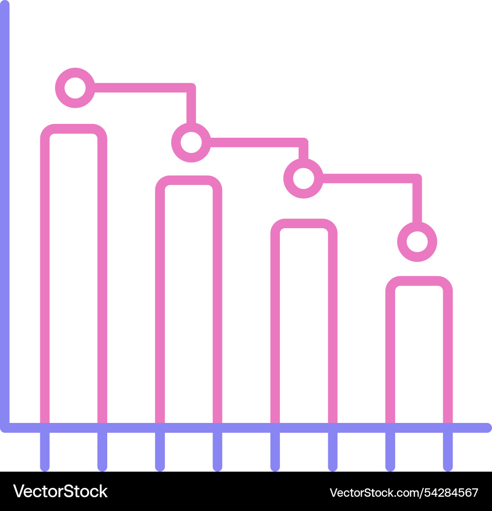 Bar graph line two colour icon Vector Image