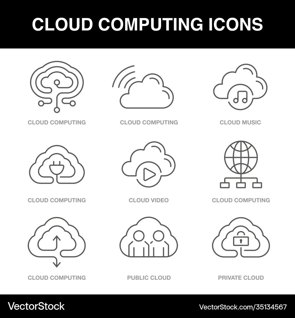 Cloud computing icons set vector image