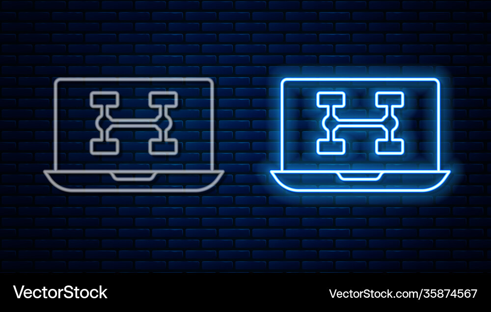 Glowing neon line hardware diagnostics condition Vector Image