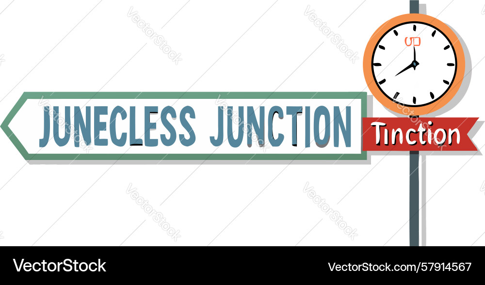 Juneglass junction clock sign timely path design Vector Image