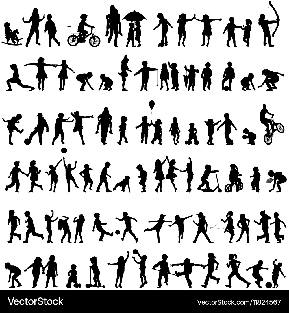 Kinder Silhouetten - Playful Group Vektorbild