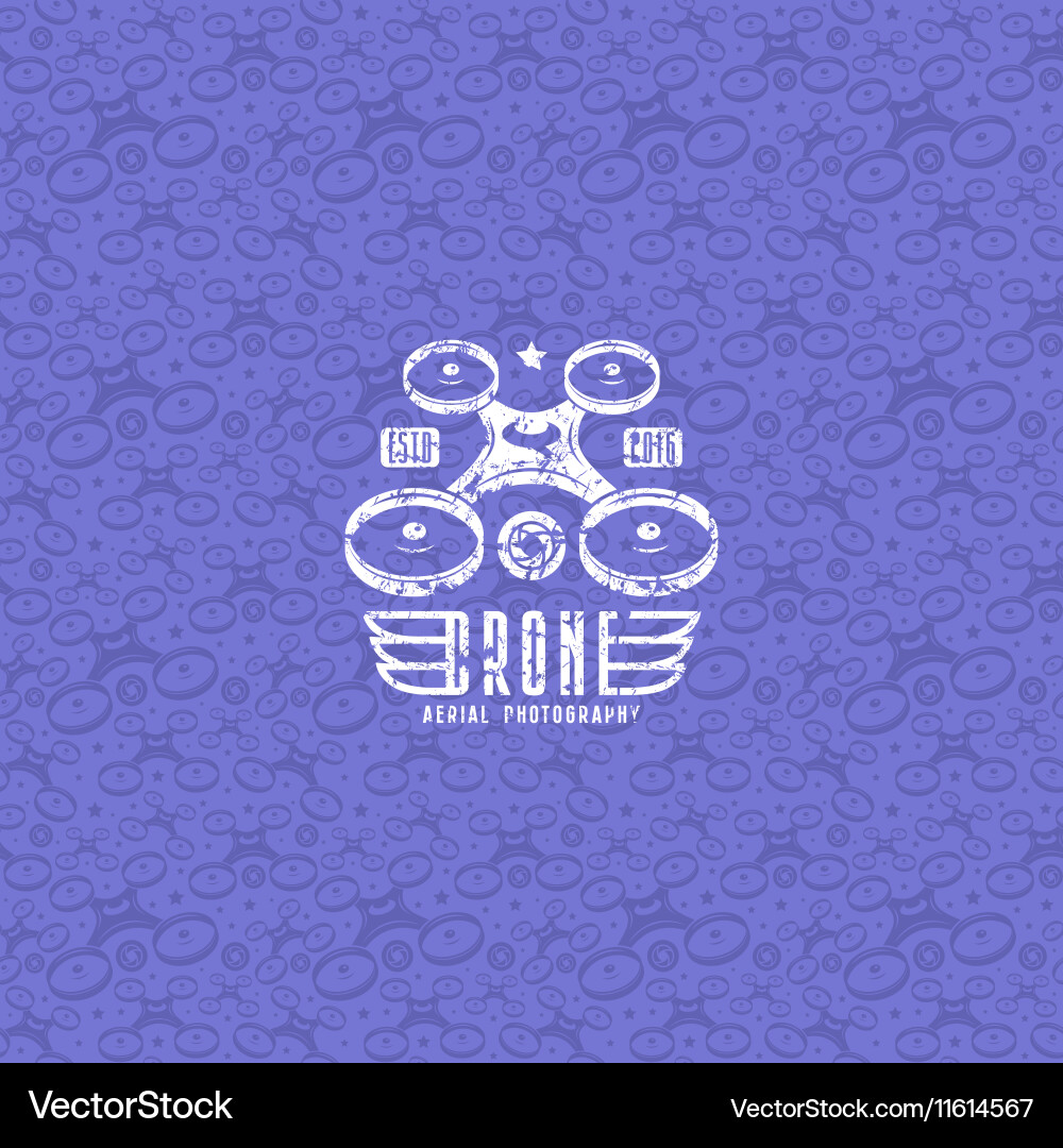 Seamless pattern and label with image of drone Vector Image