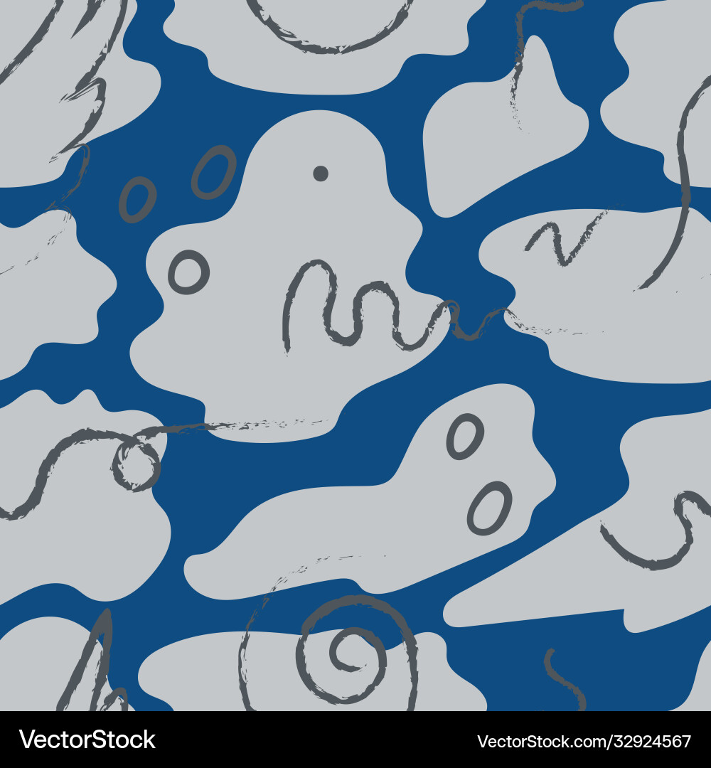 Seamless pattern with abstract shapes grey Vector Image