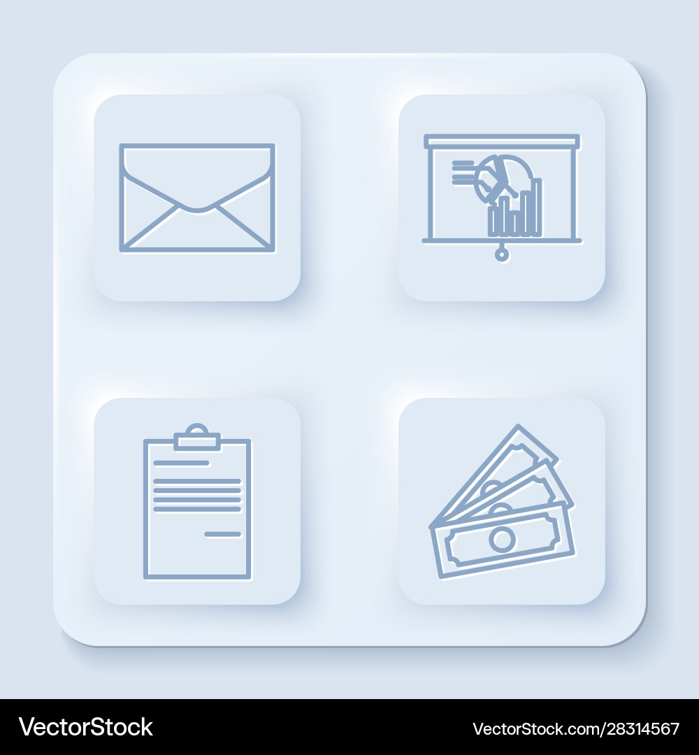 Set line envelope board with graph chart Set line envelope board with graph chart vector image