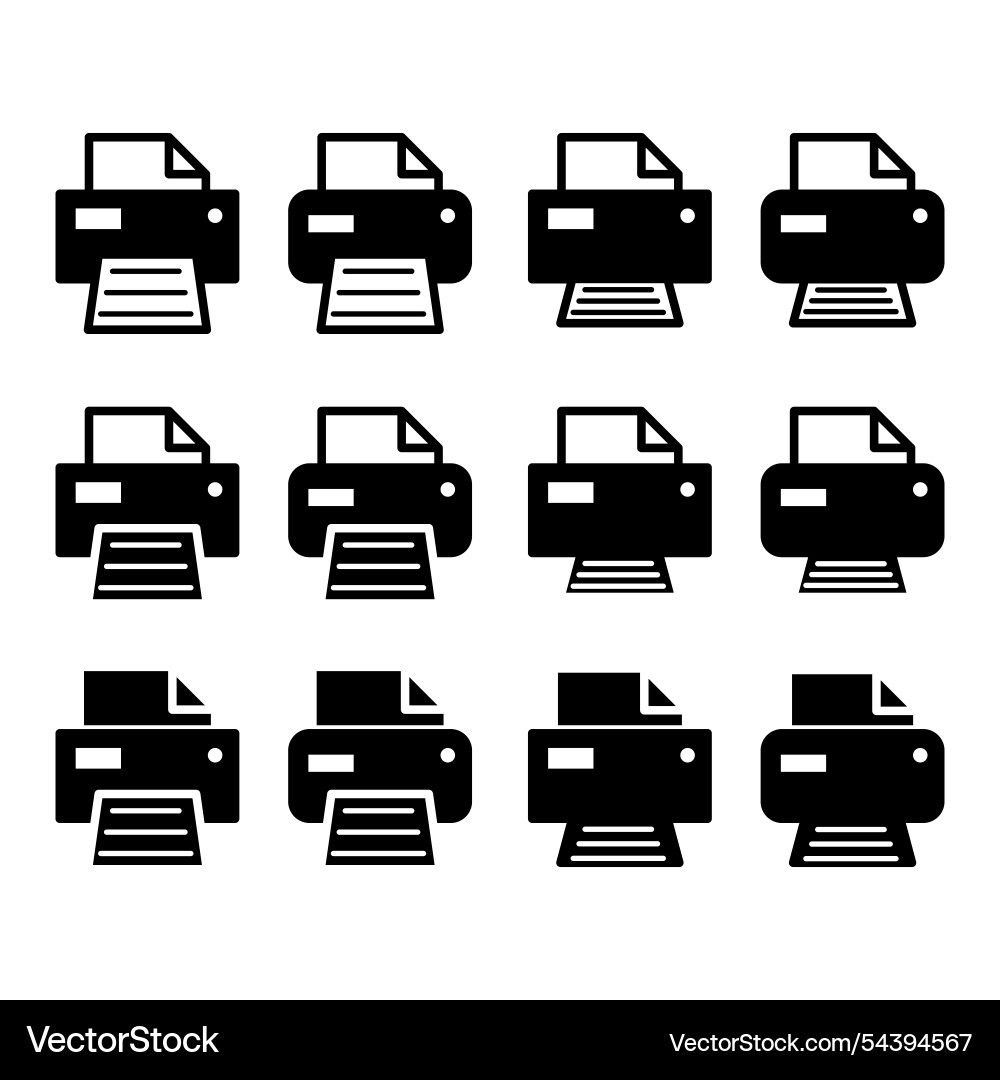 Set of printer document web icon printout machine Set of printer document web icon printout machine vector image