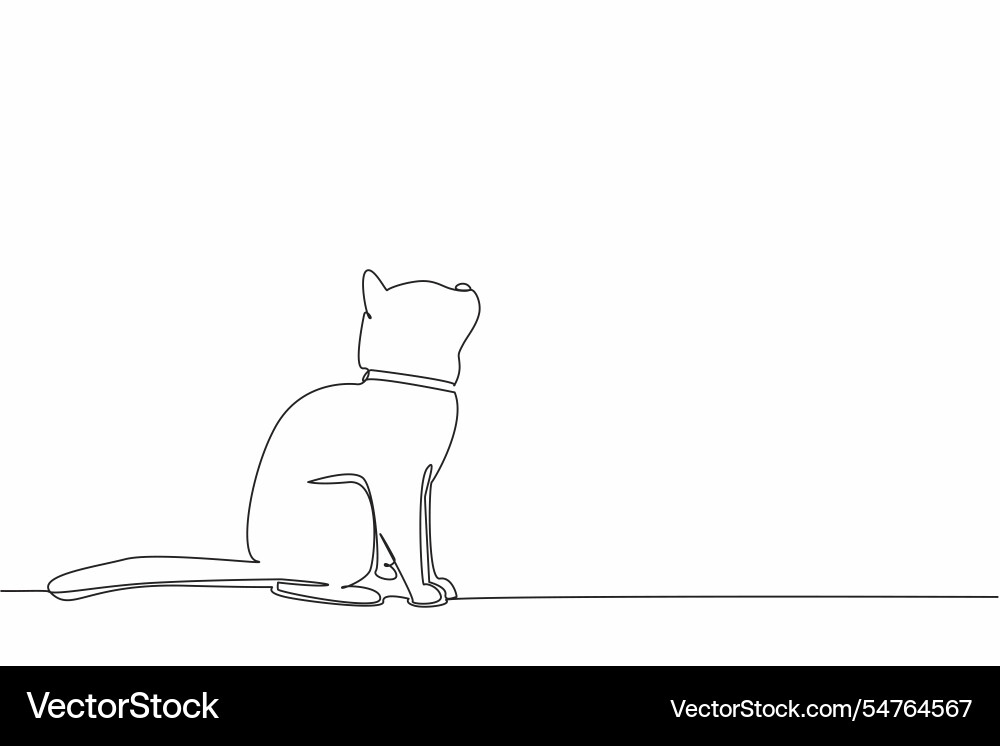 Single continuous line drawing siamese cat posing Single continuous line drawing siamese cat posing vector image