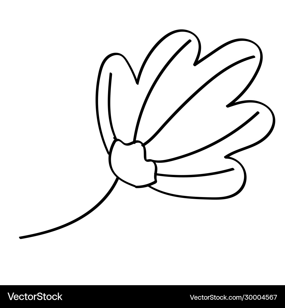 Single doodle outline flower leaf plant twig Single doodle outline flower leaf plant twig vector image