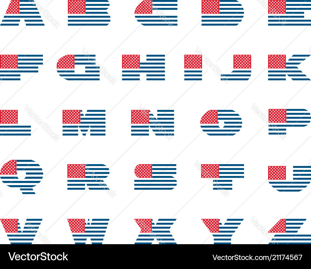 USA Alphabet Flag Pattern vector image