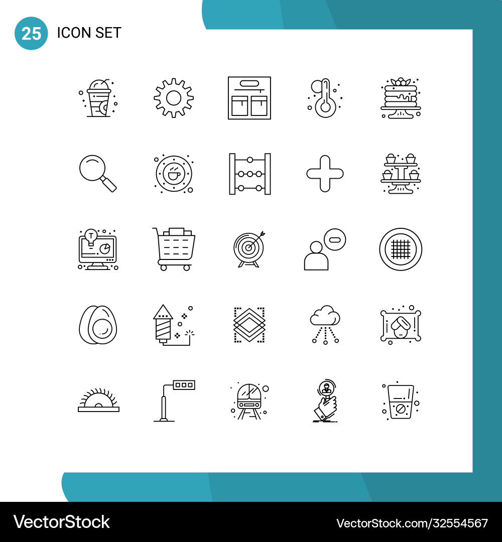 User interface pack 25 basic lines Vector Image