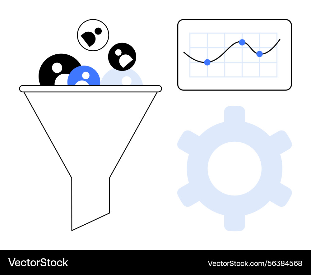 Benutzerdaten mit Analytik-Diagramm zum Trichterfiltern Benutzerdaten mit Analytik-Diagramm zum Trichterfiltern vektorbild