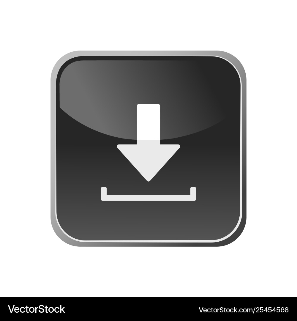 Donwload icon on a square button vector image