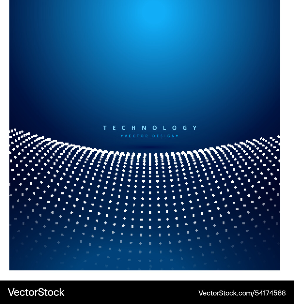 Dots mesh wave digital background vector image