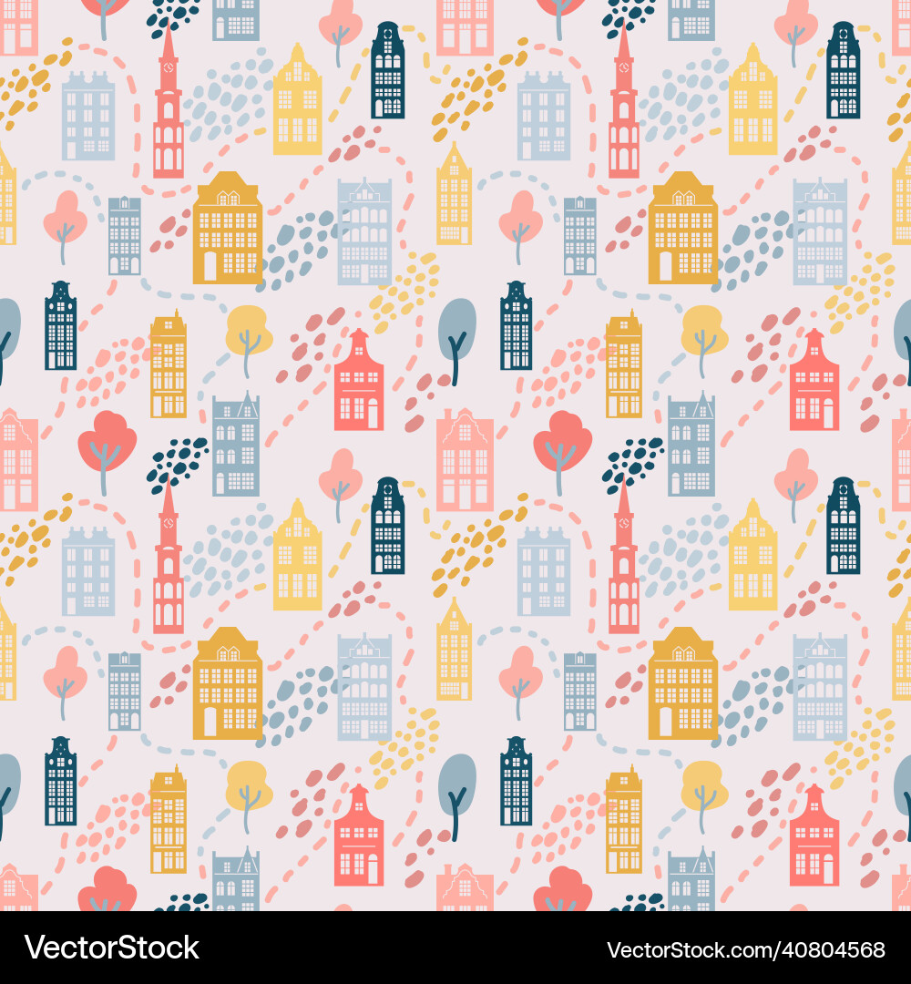 European Old Houses Pattern vector image