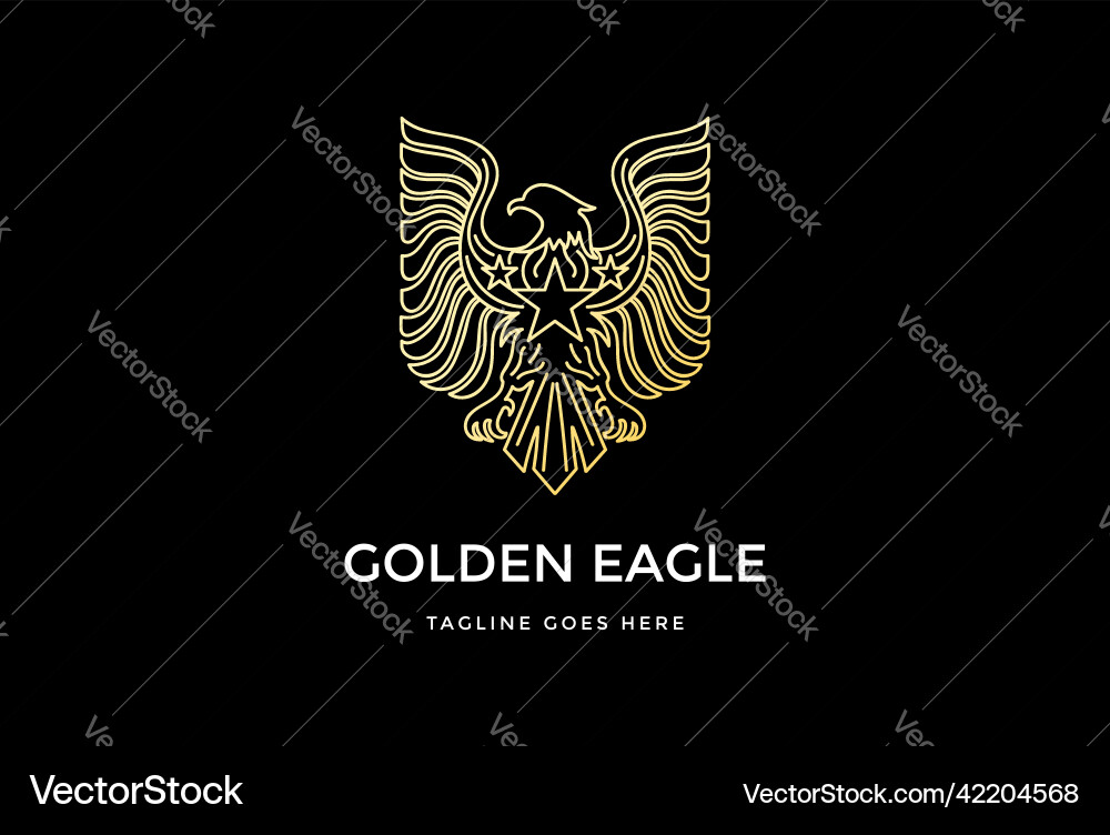 Golden american eagle hawk falcon phoenix line Golden american eagle hawk falcon phoenix line vektorbild