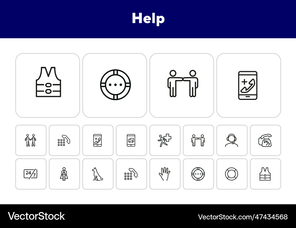 Help line icon set Help line icon set Vector Image