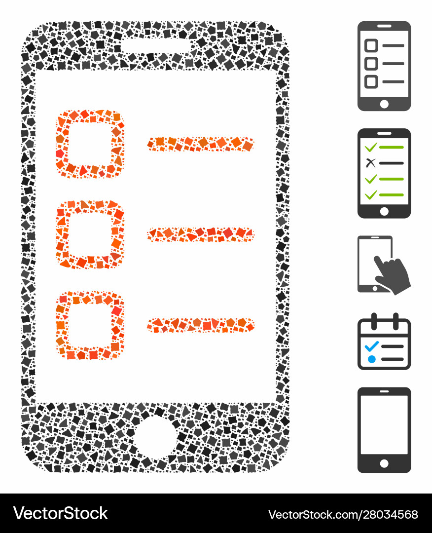 Mobile list mosaic icon humpy parts Mobile list mosaic icon humpy parts vector image