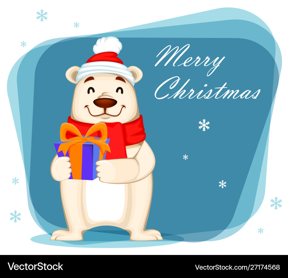 Polarbär in Weihnachtsmütze und Schal Polarbär in Weihnachtsmütze und Schal vektorbild