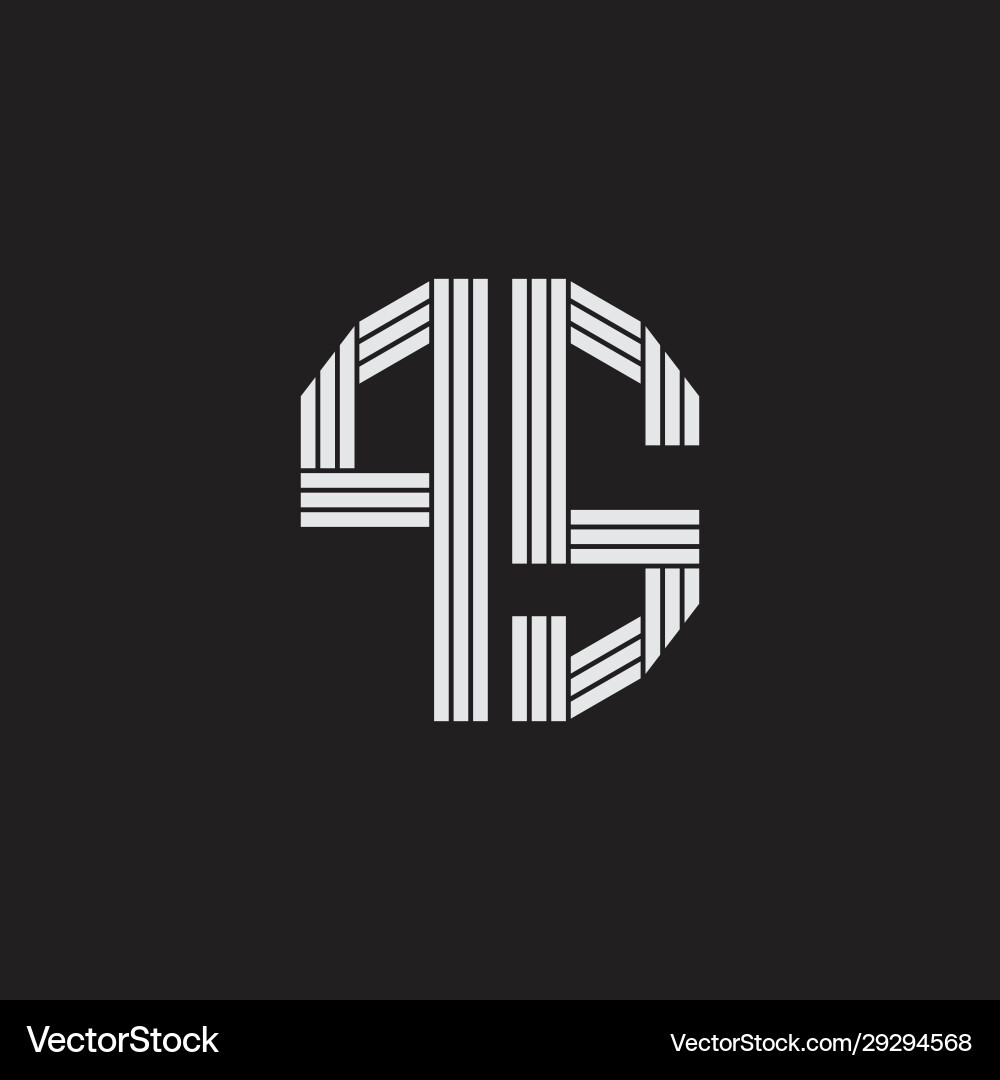 Ps logo monogram with outline style linked Ps logo monogram with outline style linked Vector Image