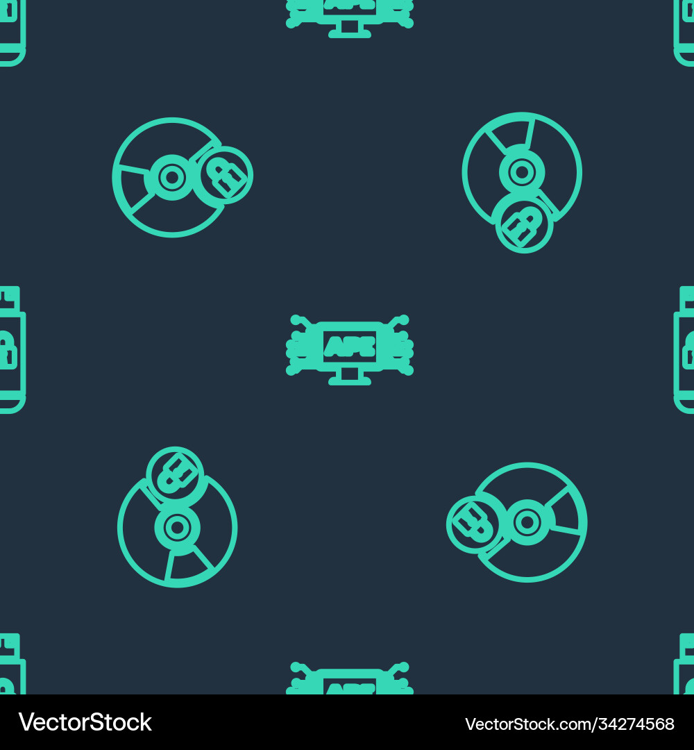 Set line computer api interface cd or dvd disk vector image