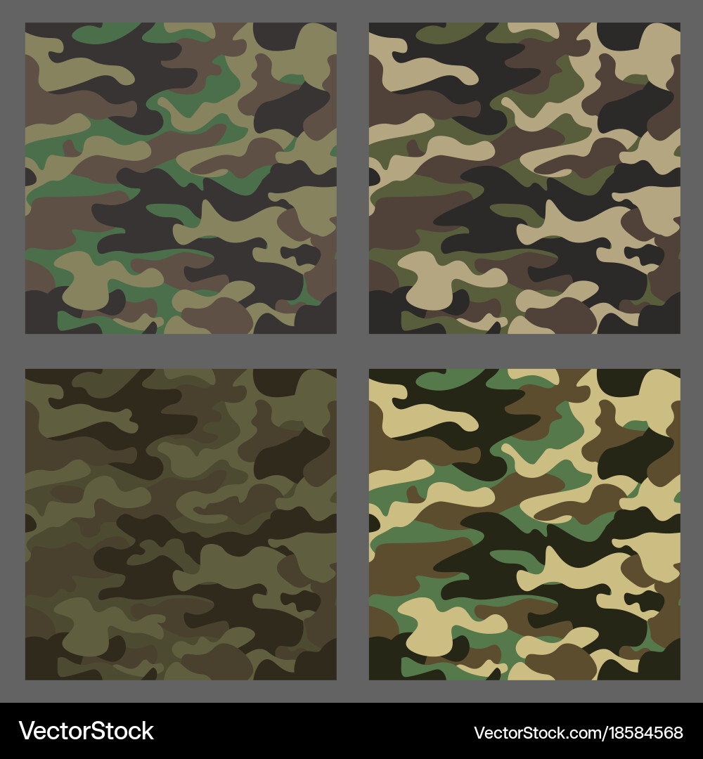 Set of camouflage seamless patterns background vector image