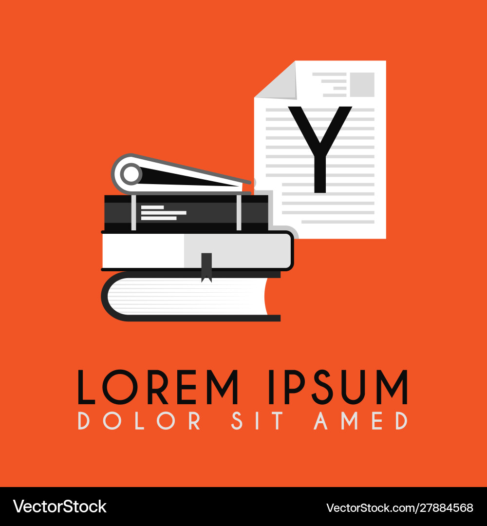 Stack books with additional initial y logo Vector Image