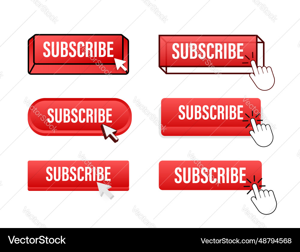 Subscribe button with pointer clicking Subscribe button with pointer clicking vector image