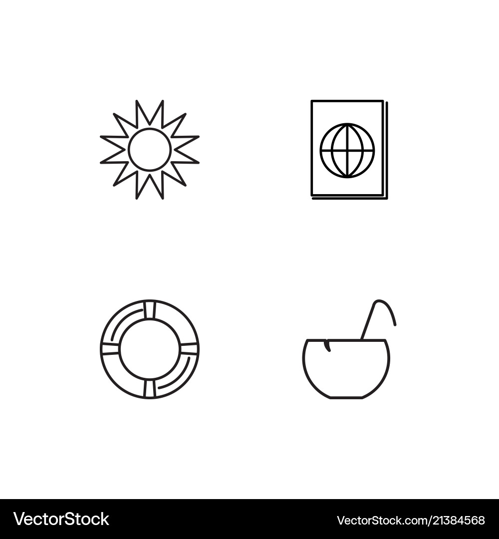 Summer linear icons set simple outline Vector Image