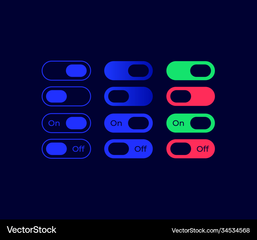 Switches ui elements kit Switches ui elements kit vector image
