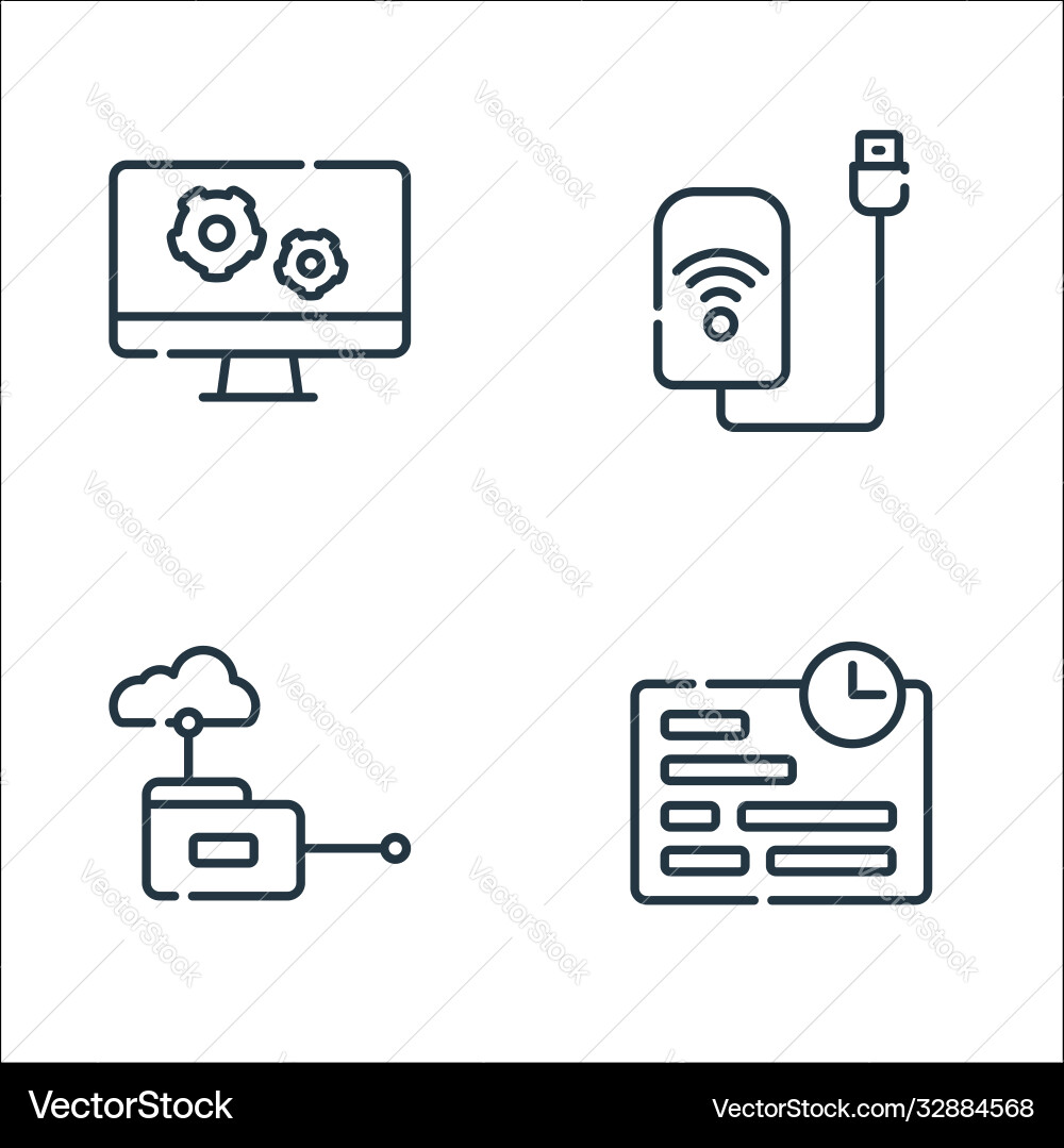 Telecommuting line icons linear set quality Telecommuting line icons linear set quality vector image